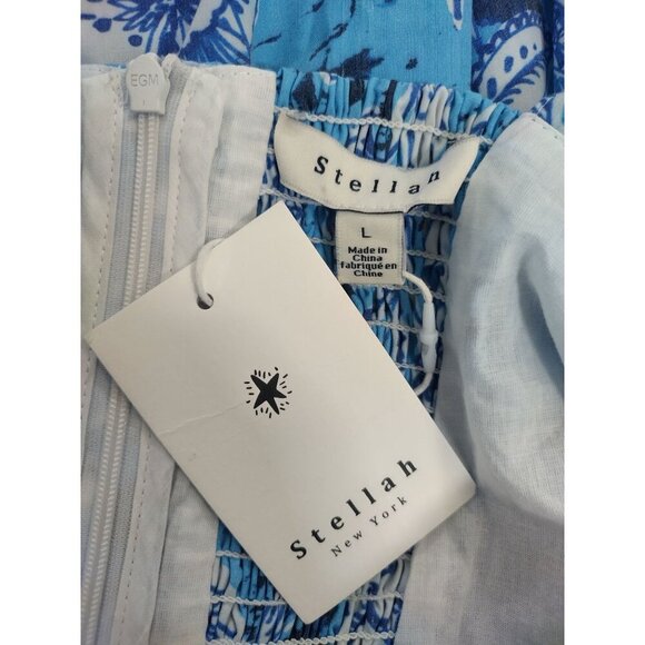 Stellah New York Blue & White Floral Print Sundress With Tie Straps, Size L. NWT - Picture 3 of 8